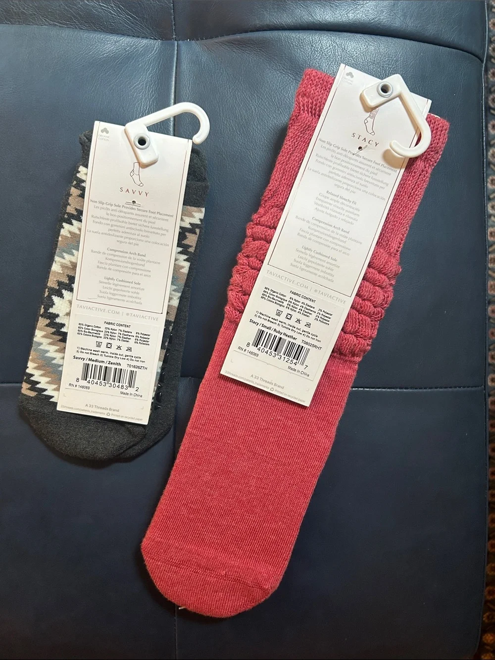 Tavi Two Pairs of Grip Socks (Pilates, Barre, etc)